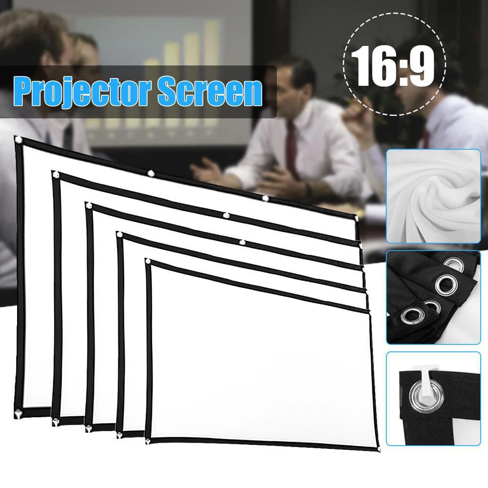 LEJIADA Projector Screen White Anti-Crease 60-200 inch 16:9 Soft High Density Portable Foldable Projection Screen Outdoor Movie