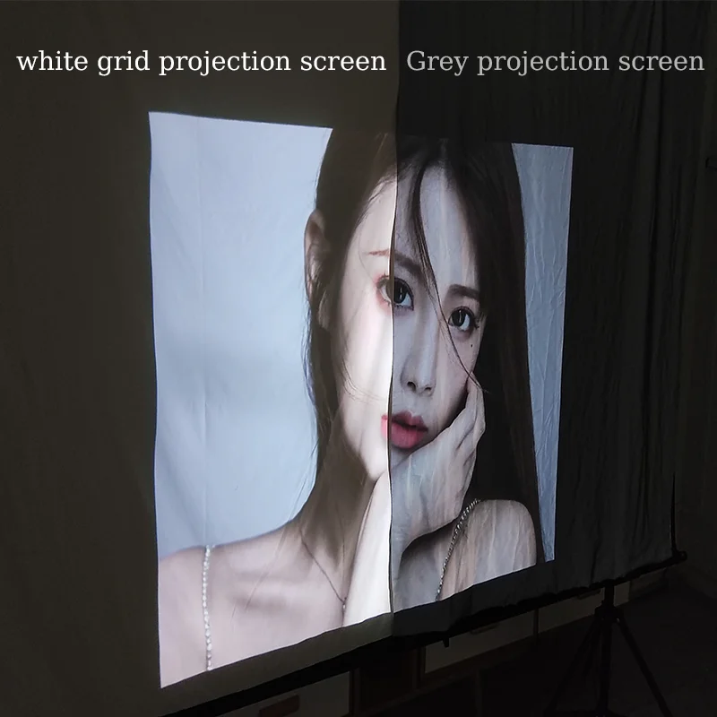 ZHNUWIE Projector Screen White Grid Anti-Light 16:9 Projection Screen For Home 72 84 100 120 133 Inch Portable Reflective Cloth