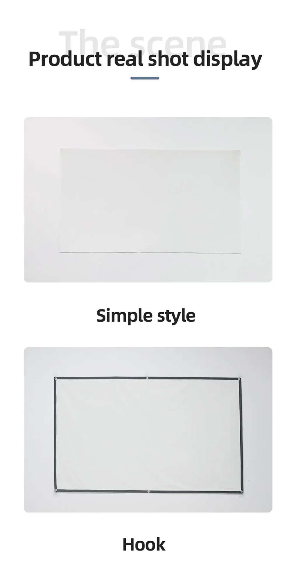 ZHNUWIE Projector Screen White Grid Anti-Light 16:9 Projection Screen For Home 72 84 100 120 133 Inch Portable Reflective Cloth