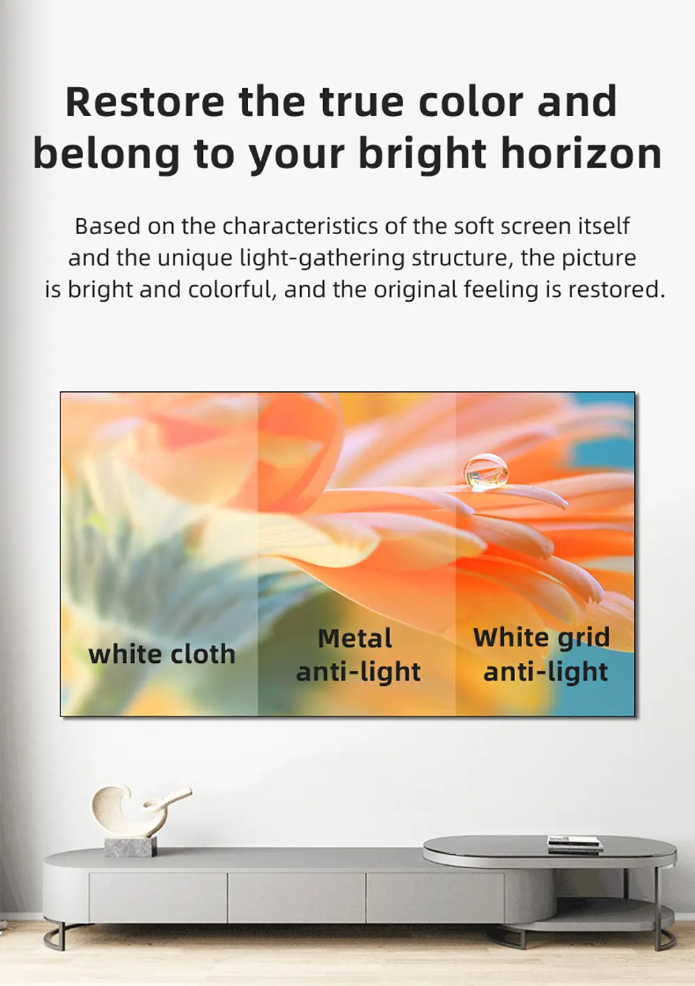 ZHNUWIE Projector Screen White Grid Anti-Light 16:9 Projection Screen For Home 72 84 100 120 133 Inch Portable Reflective Cloth