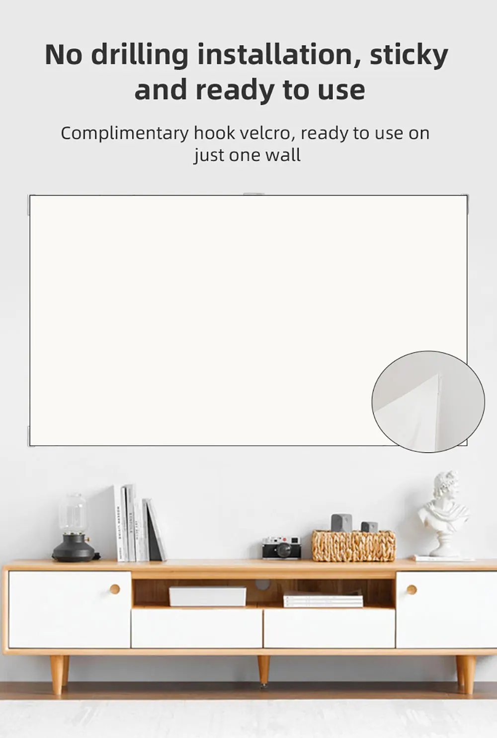 ZHNUWIE Projector Screen White Grid Anti-Light 16:9 Projection Screen For Home 72 84 100 120 133 Inch Portable Reflective Cloth