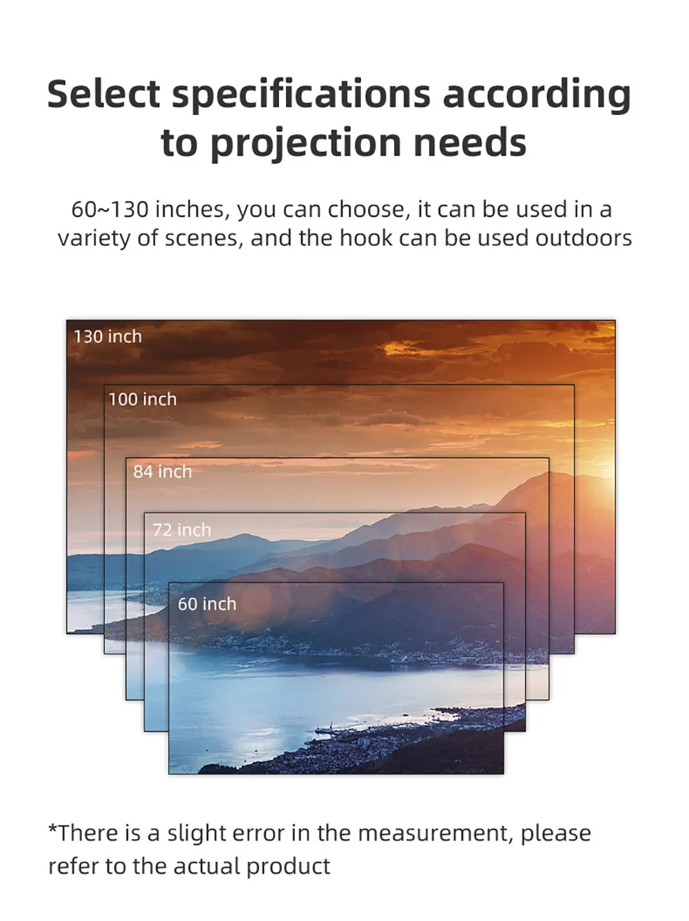 ZHNUWIE Projector Screen White Grid Anti-Light 16:9 Projection Screen For Home 72 84 100 120 133 Inch Portable Reflective Cloth