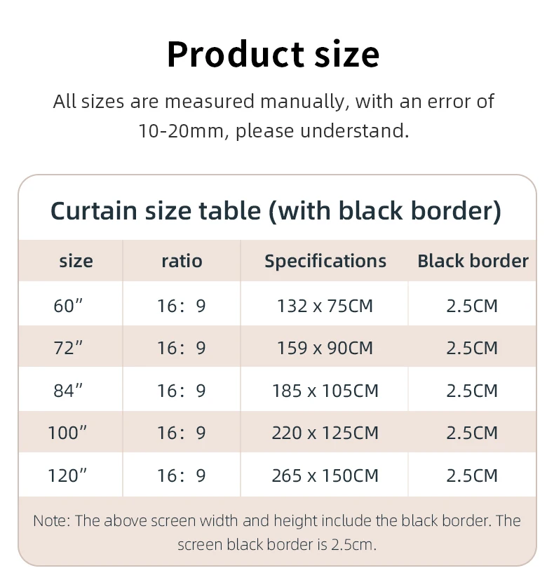 Projector Screen With Stand Foldable White Less Creases 60 72 84 100 120 inch Soft Double Sided Screen Home Theater Outdoor