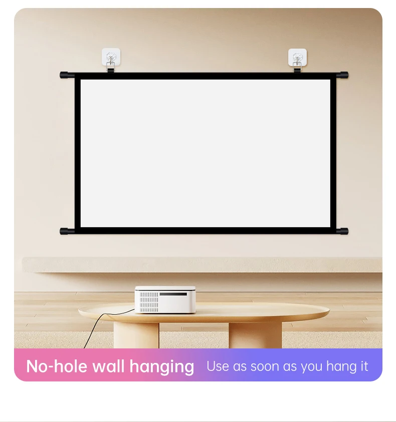 Projector Screen With Stand Foldable White Less Creases 60 72 84 100 120 inch Soft Double Sided Screen Home Theater Outdoor