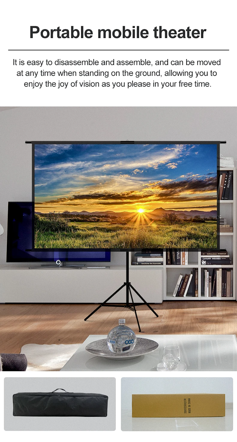 LEJIADA 16:9 Single Bracket Wall Mount 2-in-1 Milk Silk Projector Screen 160° Viewing Angle Indoor Outdoor 60/84/100/120 Inch