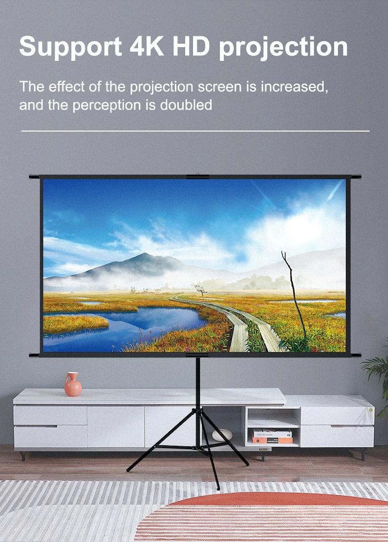 LEJIADA 16:9 Single Bracket Wall Mount 2-in-1 Milk Silk Projector Screen 160° Viewing Angle Indoor Outdoor 60/84/100/120 Inch