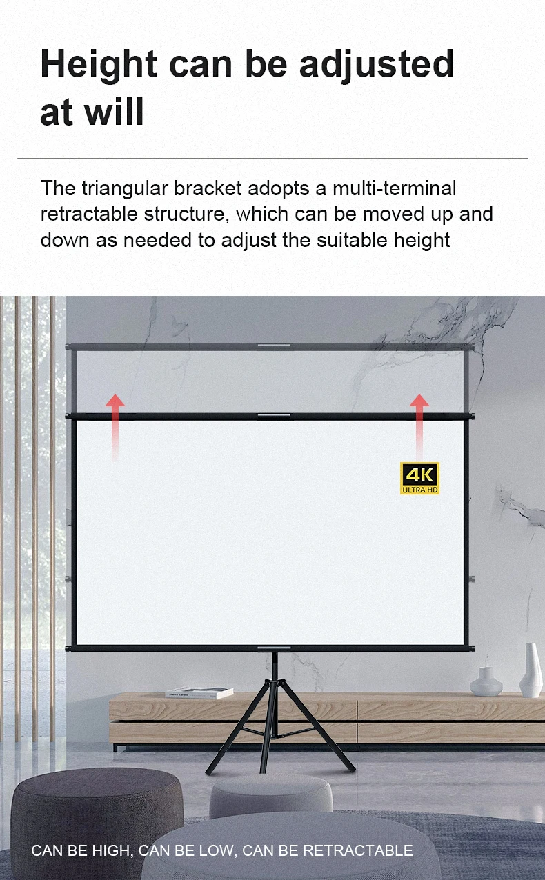 LEJIADA 16:9 Single Bracket Wall Mount 2-in-1 Milk Silk Projector Screen 160° Viewing Angle Indoor Outdoor 60/84/100/120 Inch