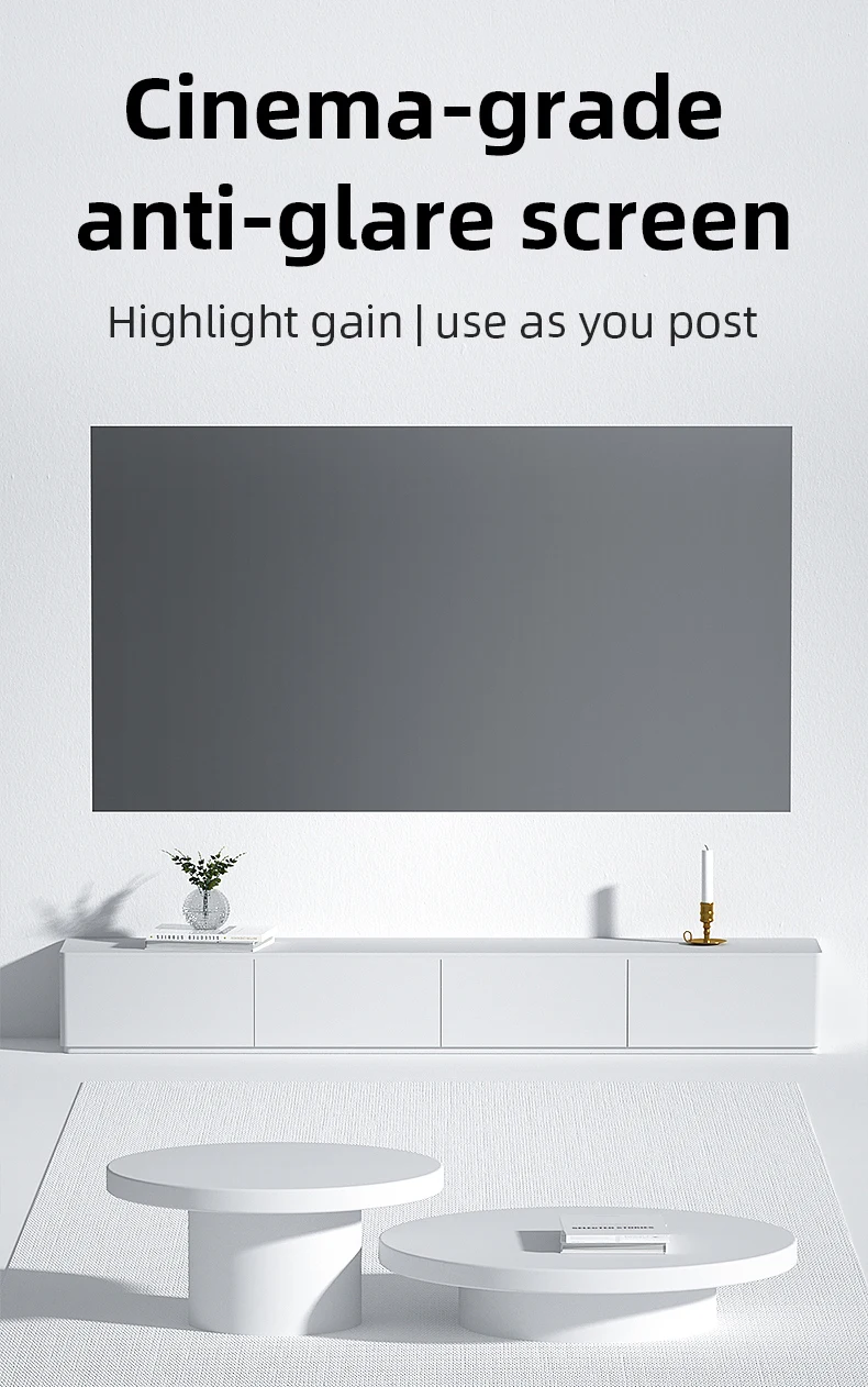 150 Inch 16:9 Foldable Projector Screen 4K 1080P, 160° Wide View Wrinkle Free Projection Screen, No Drill Wall Mount with Hooks
