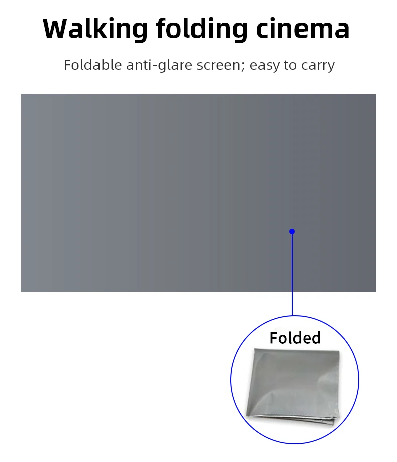 150 Inch 16:9 Foldable Projector Screen 4K 1080P, 160° Wide View Wrinkle Free Projection Screen, No Drill Wall Mount with Hooks