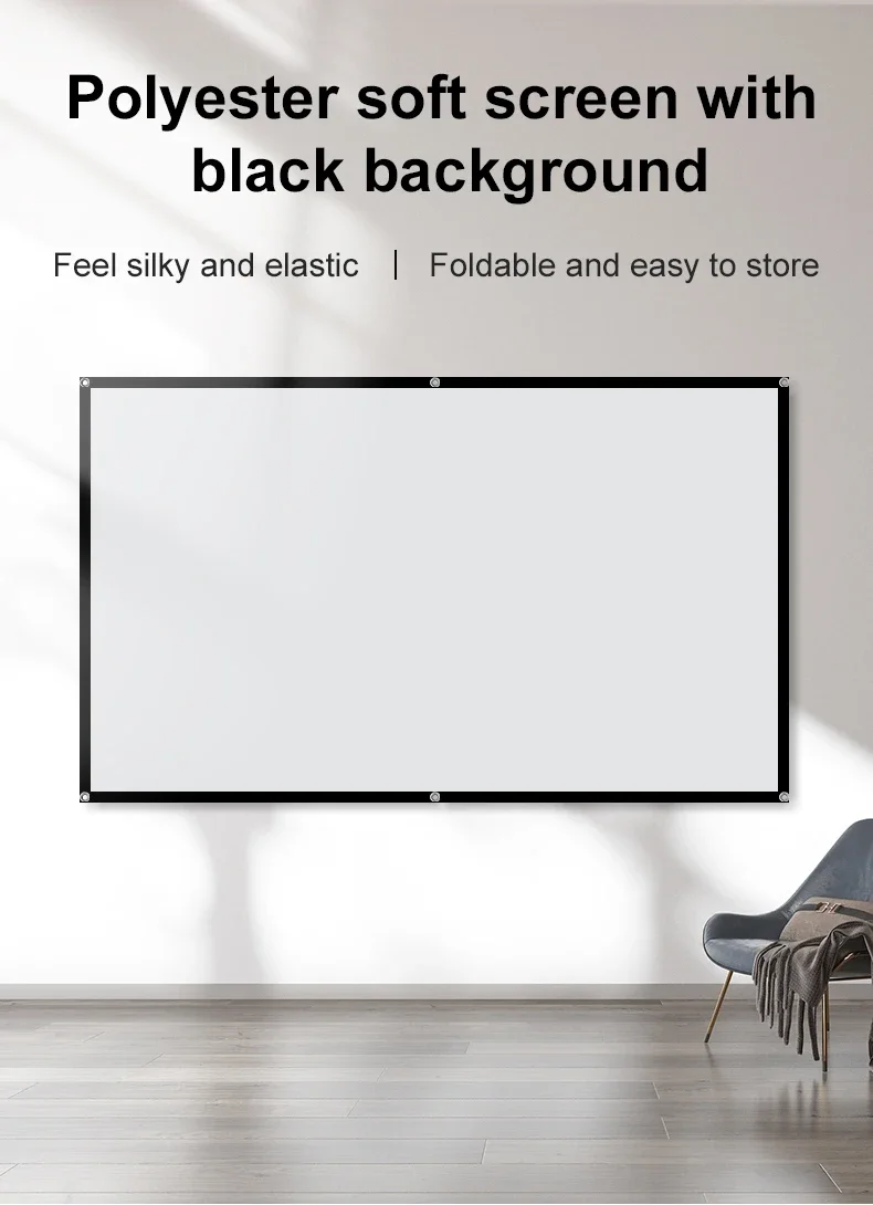 LEJIADA Portable Black Background Milk Silk Projection Screen No Crease Its Effect Is Equivalent to a 60–150 Inch White Wall