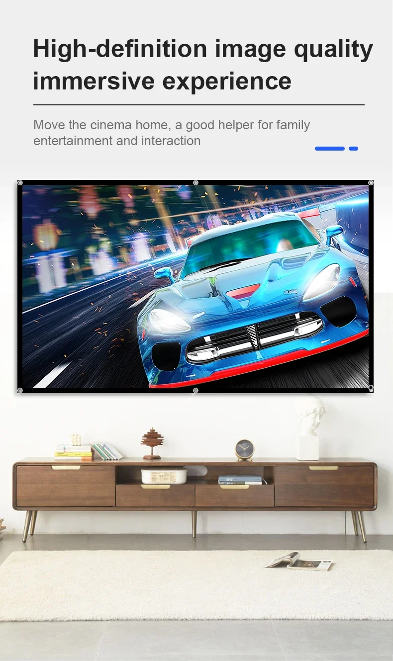 LEJIADA Portable Black Background Milk Silk Projection Screen No Crease Its Effect Is Equivalent to a 60–150 Inch White Wall