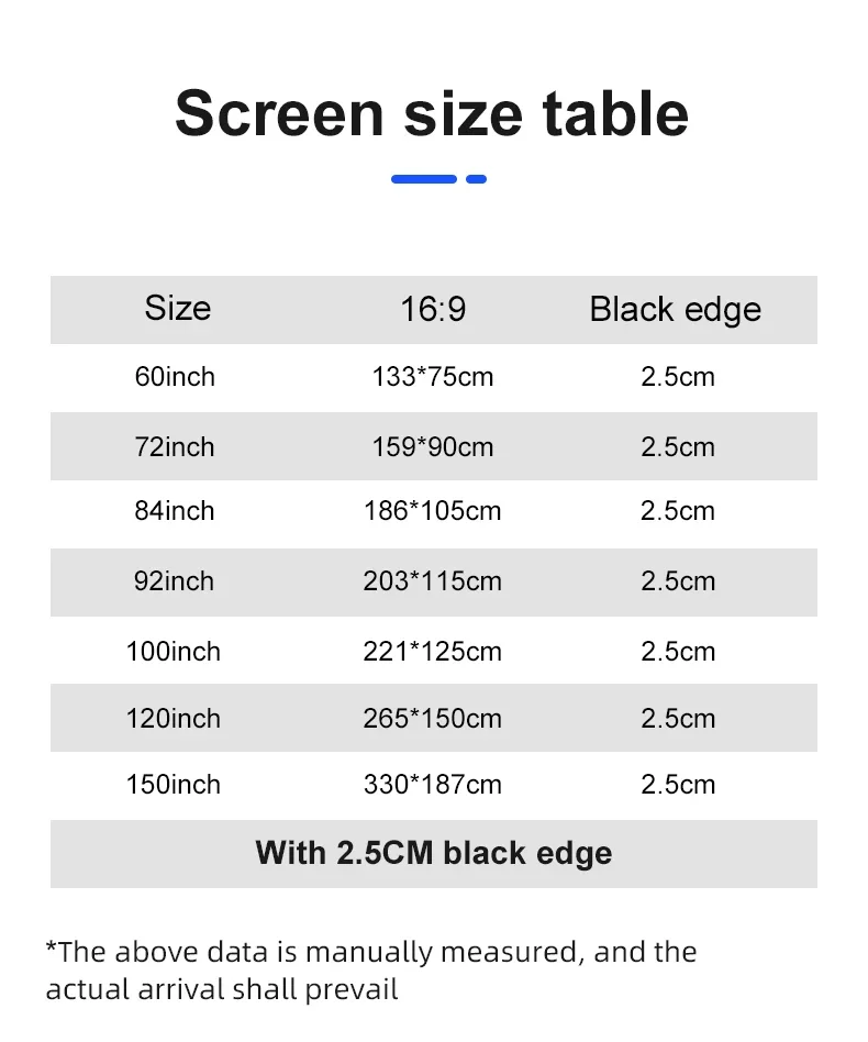 LEJIADA Portable Black Background Milk Silk Projection Screen No Crease Its Effect Is Equivalent to a 60–150 Inch White Wall