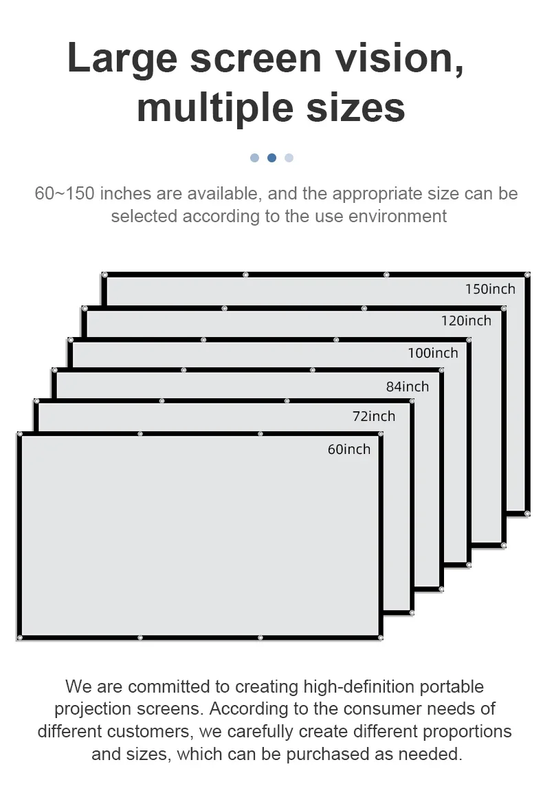 LEJIADA Portable Black Background Milk Silk Projection Screen No Crease Its Effect Is Equivalent to a 60–150 Inch White Wall