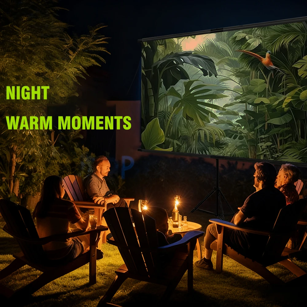 Projector Screen with Single Bracket-4K HD 16:9 Indoor/Outdoor Can Be Used for Theater/Office Backyard Party Theater Screen