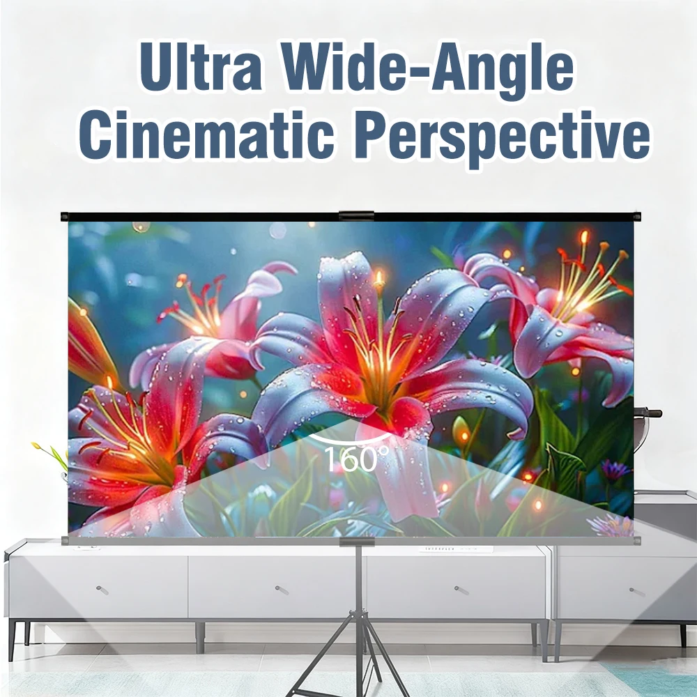 Projector Screen with Single Bracket-4K HD 16:9 Indoor/Outdoor Can Be Used for Theater/Office Backyard Party Theater Screen