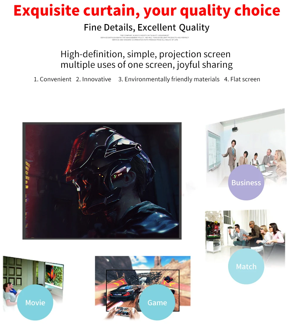 LEJIADA Projector Screen White Anti-Crease 60-200 inch 16:9 Soft High Density Portable Foldable Projection Screen Outdoor Movie
