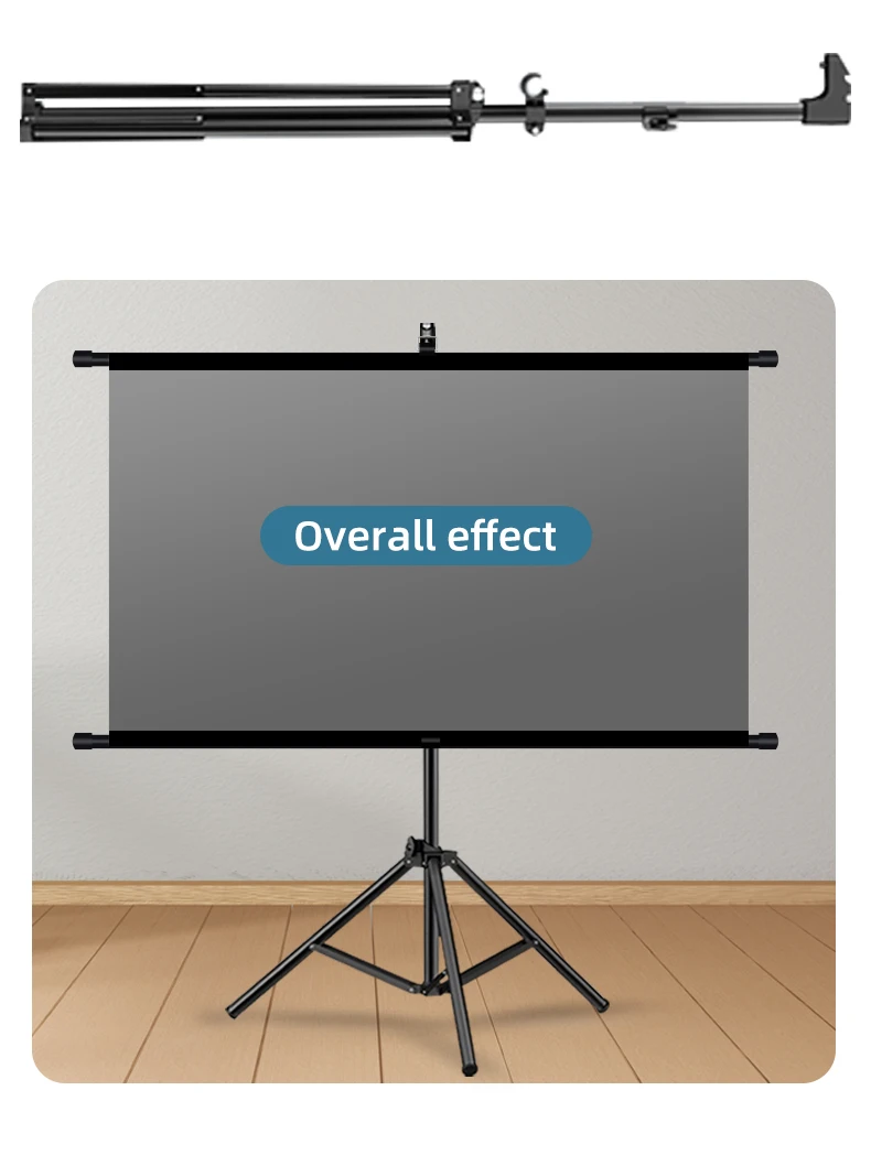 Projector Screen With Stand Metal Grey Anti-Light 60 72 84 100 120 inch For Home Theater Outdoor Bracket Projection Screen
