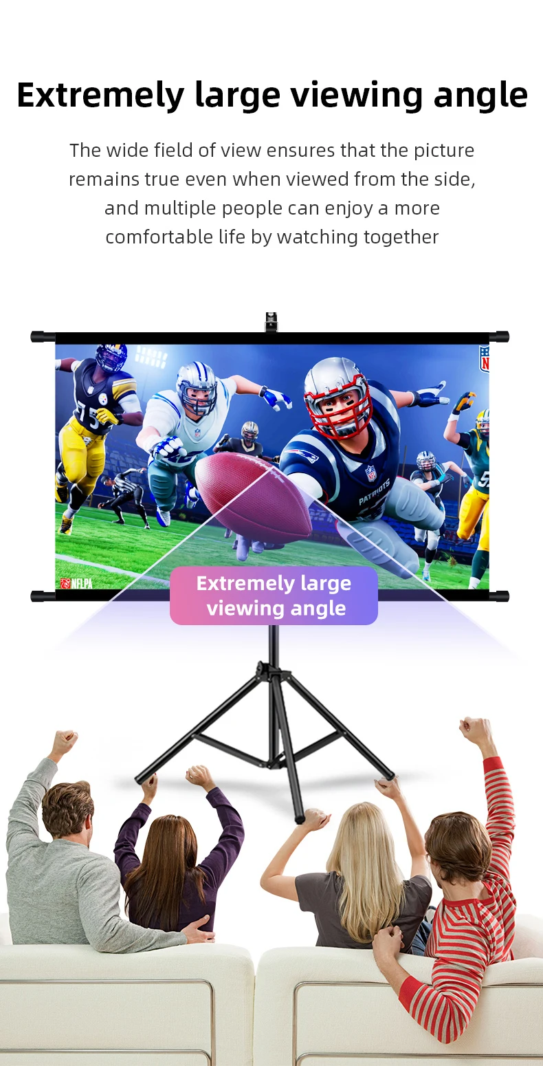 Projector Screen With Stand Metal Grey Anti-Light 60 72 84 100 120 inch For Home Theater Outdoor Bracket Projection Screen