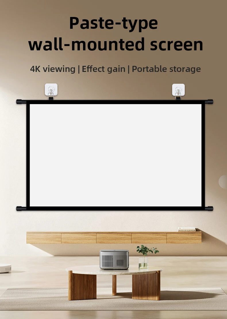 150 Inch 16:9 Wall Mount Projector Screen Polyester Fabric 4K HD Projection Screen For Home Cinema Office Meeting