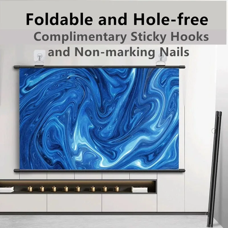 XIAOHUI Anti-light Thick HD Projector Screen 16:9 No-hole Wall-mounted Projection Screen Metal Home Projection Screen 120 Inches