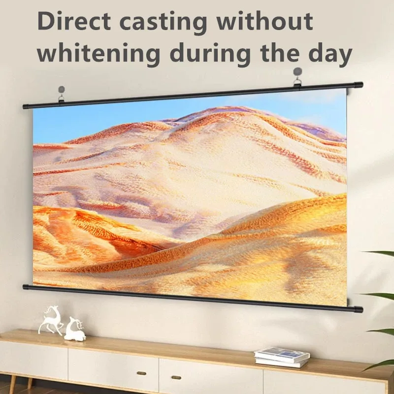 XIAOHUI Anti-light Thick HD Projector Screen 16:9 No-hole Wall-mounted Projection Screen Metal Home Projection Screen 120 Inches