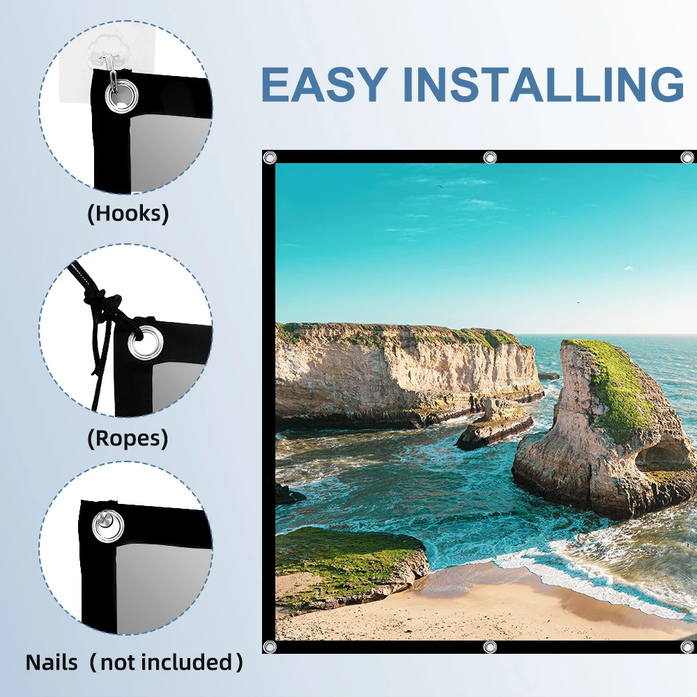 LEJIADA New 60-133 Inch Anti-Light 4k HD Portable Projection Screen Lightweight Perforated Ultra High Definition Display Screen