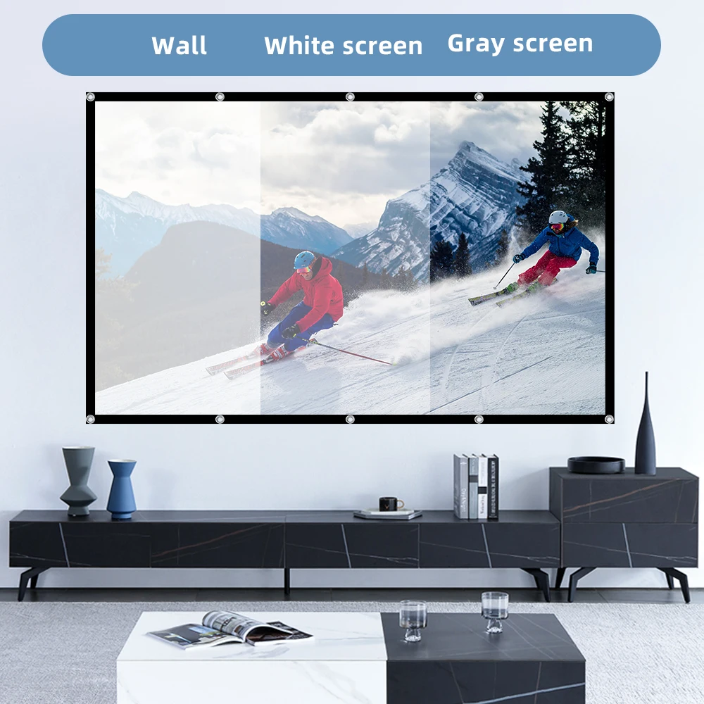 LEJIADA New 60-133 Inch Anti-Light 4k HD Portable Projection Screen Lightweight Perforated Ultra High Definition Display Screen