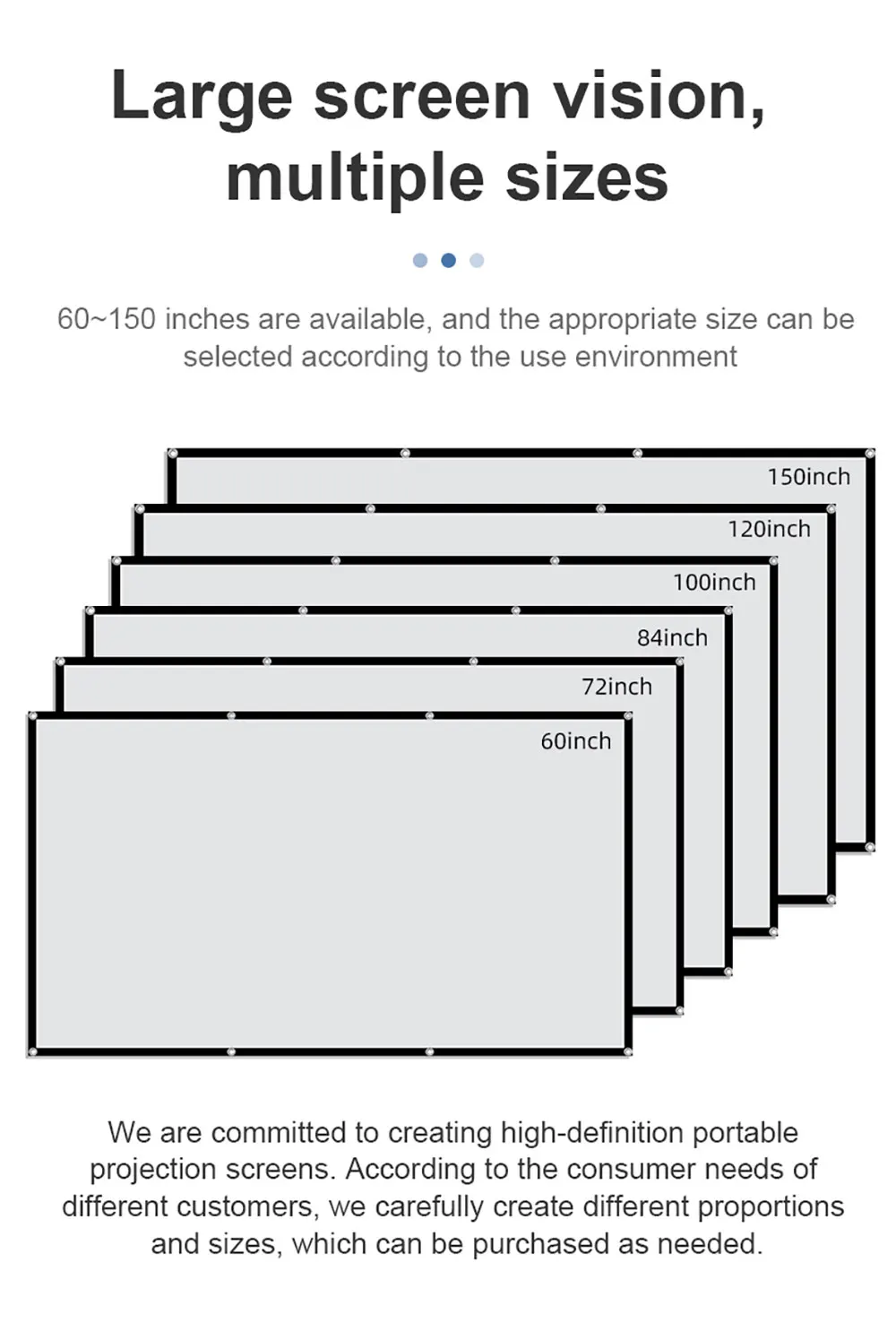 MIXITO Thick 16:9 Ratio Black Background Milk Silk Projector Screen High-definition Outdoor Or Office Or Home Projection Screen