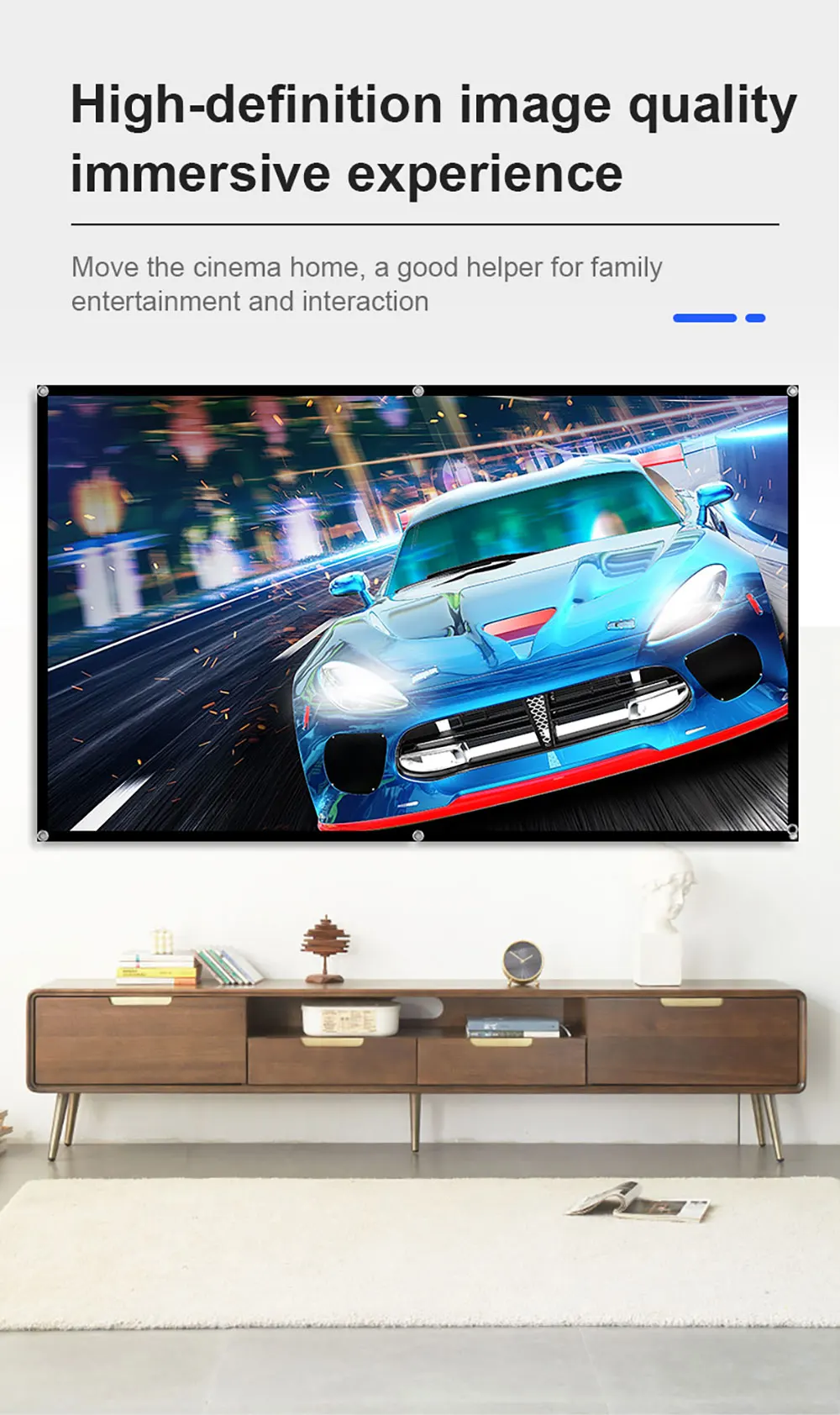 MIXITO Thick 16:9 Ratio Black Background Milk Silk Projector Screen High-definition Outdoor Or Office Or Home Projection Screen
