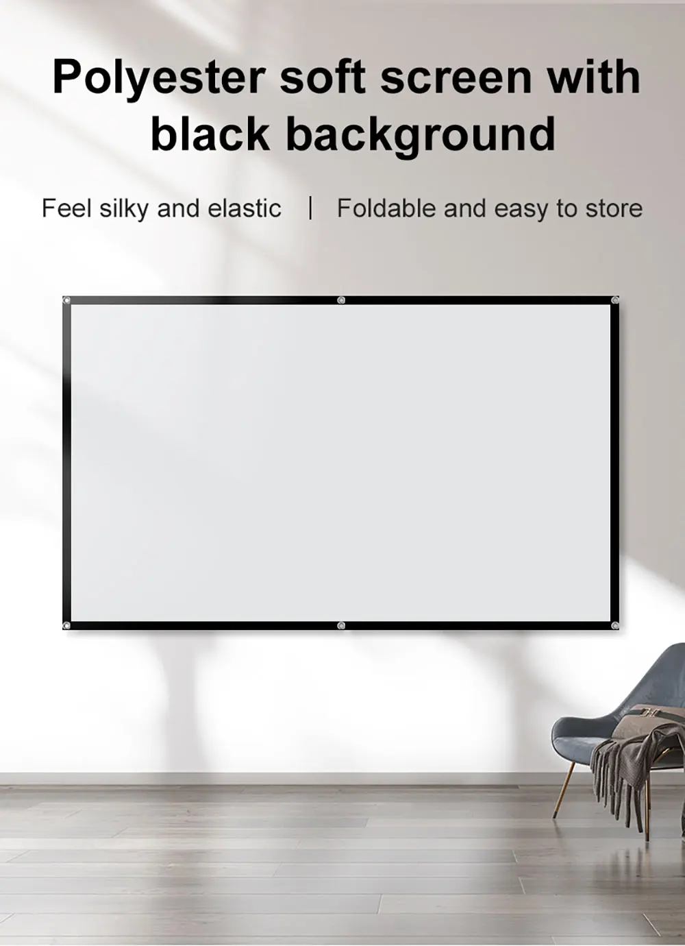 MIXITO Thick 16:9 Ratio Black Background Milk Silk Projector Screen High-definition Outdoor Or Office Or Home Projection Screen