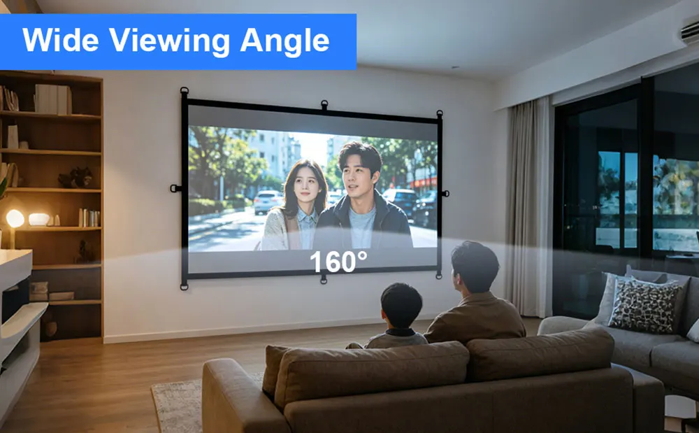 MIXITO Foldable Soft Movie Screen D‑Ring & Hook & Loop Mount, High‑Density 16:9 Projector Screen, for Home Theater Outdoor Party