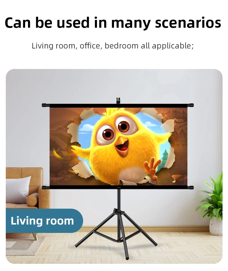 New Anti-Light Metal Adjustable Single Bracket Wall Mounted 2-in-1 Projector Screen 30 ° Visual Effect 84/100/120inch