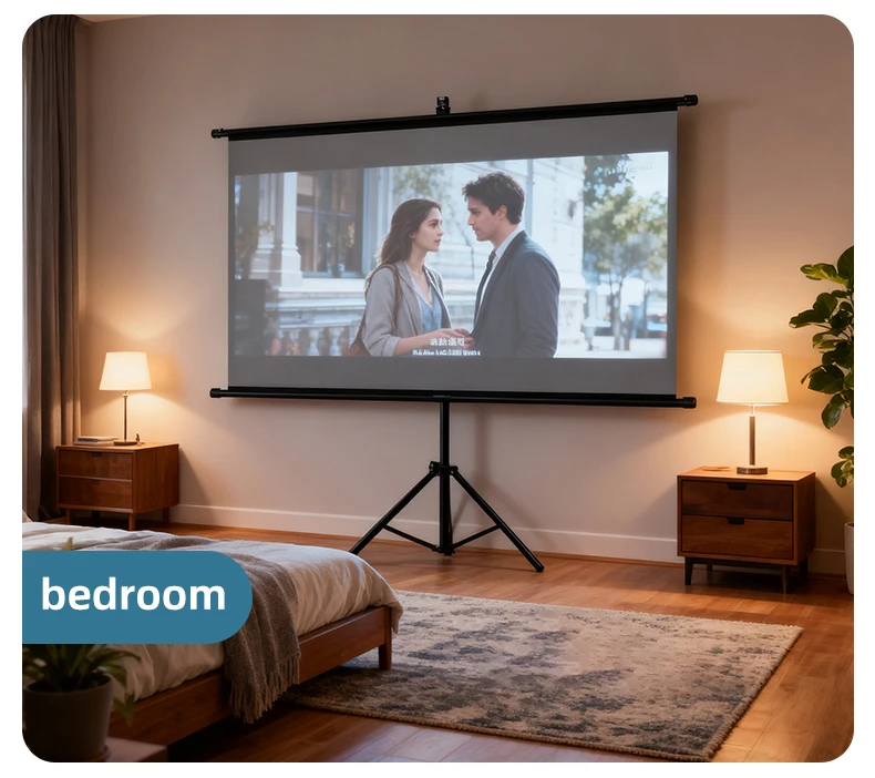 New Anti-Light Metal Adjustable Single Bracket Wall Mounted 2-in-1 Projector Screen 30 ° Visual Effect 84/100/120inch