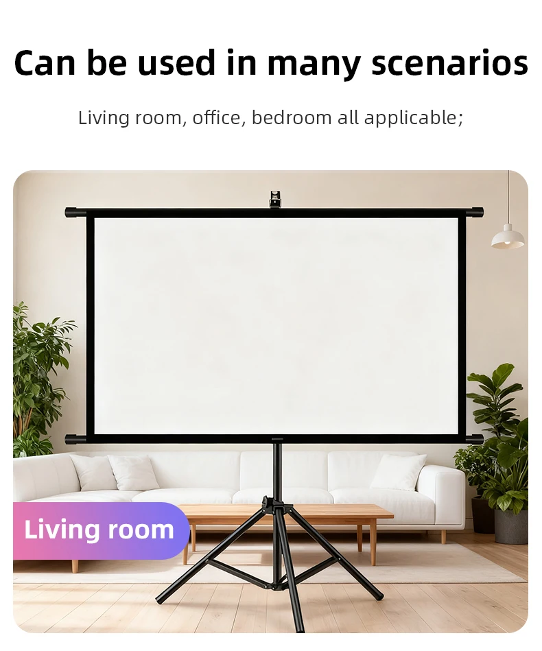 Tripod Projector Screen with Stand 84/100 Inch 16:9 White Foldable Portable Projection Screen for Home Office Outdoor Movie