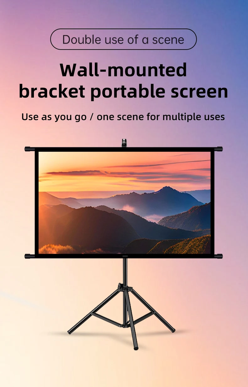 Tripod Projector Screen with Stand 84/100 Inch 16:9 White Foldable Portable Projection Screen for Home Office Outdoor Movie