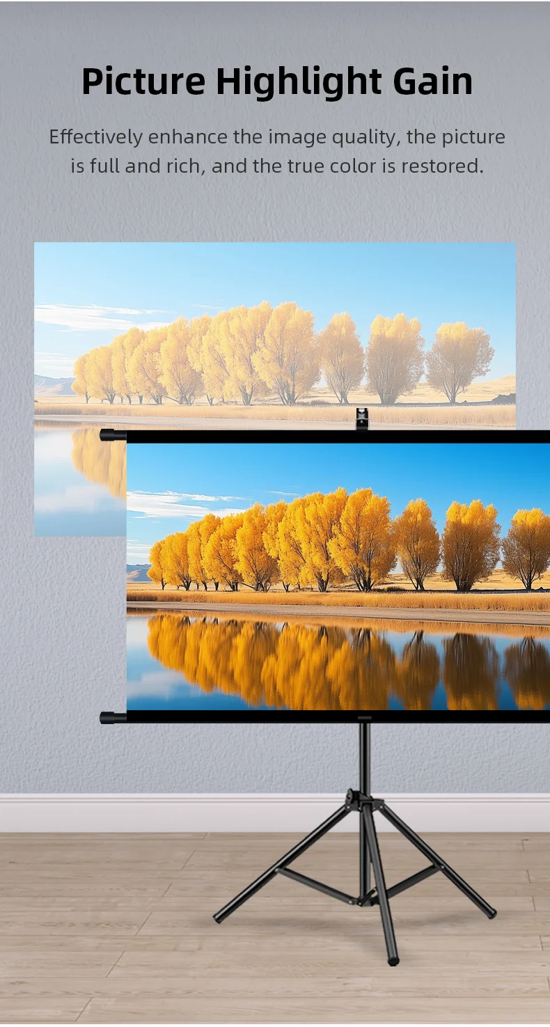 Projector Screen With Stand Metal Grey Anti-Light 84/100 inch For Home Theater Outdoor Bracket Projection Screen