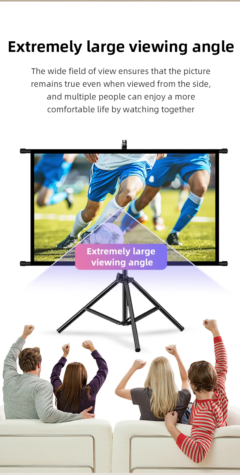 Single Bracket Wall Mount 2-in-1 Milk Silk Projector Screen 160° Viewing Angle Indoor Outdoor 100 Inch