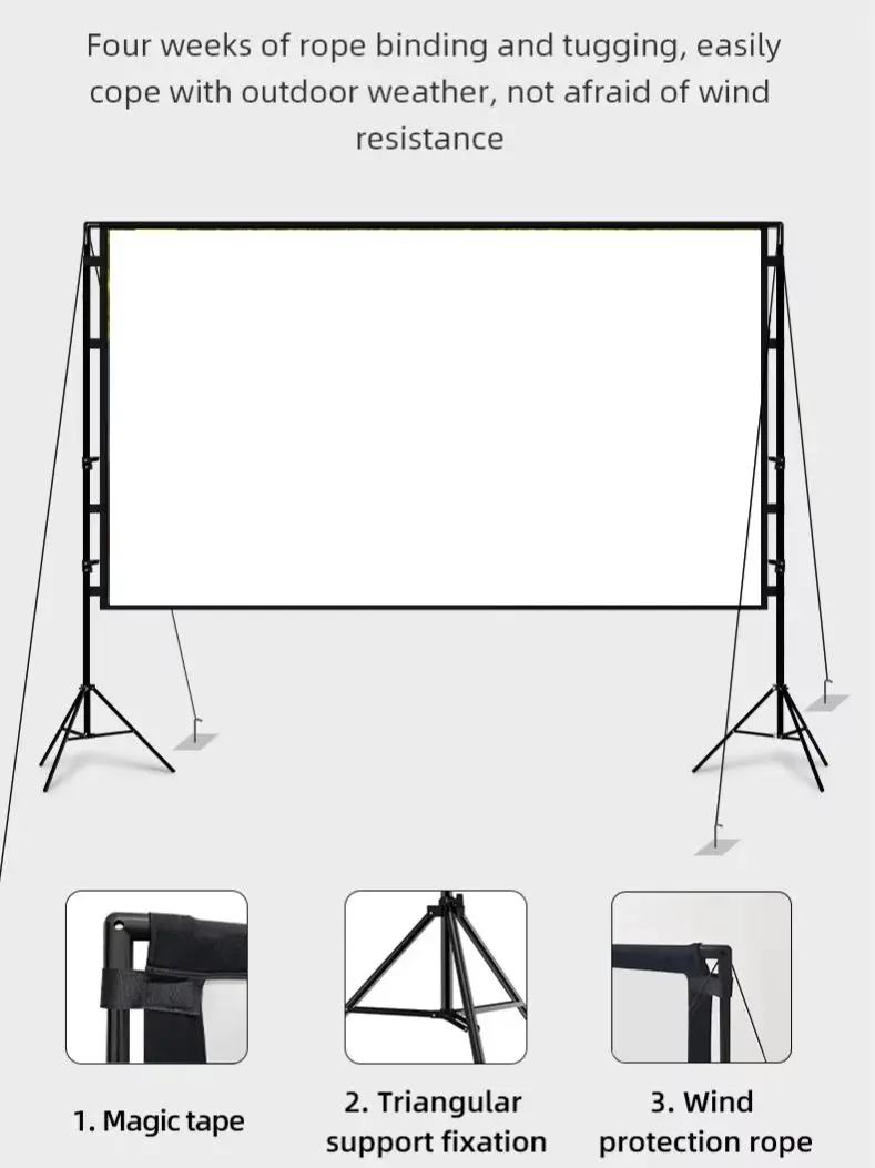 Splicing Double Tripod Fold White No Creases With Carry Bag Front And Back Soft Sided Projection Outdoor Projector Screen