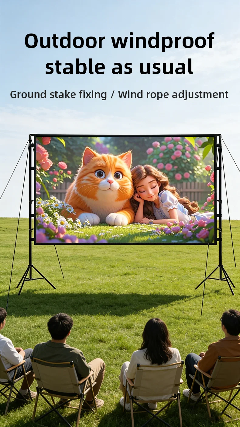 Splicing Double Tripod Fold White No Creases With Carry Bag Front And Back Soft Sided Projection Outdoor Projector Screen