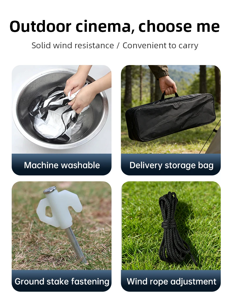 Splicing Double Tripod Fold White No Creases With Carry Bag Front And Back Soft Sided Projection Outdoor Projector Screen