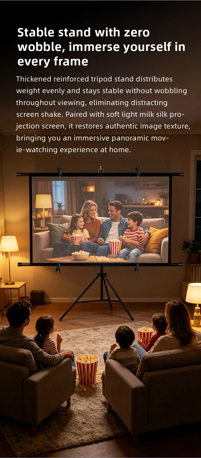 16:9 Single Bracket Wall Mount 2-in-1 Projector Screen 160° Viewing Angle Indoor Outdoor 60/72/84/100/120 Inch with Clips