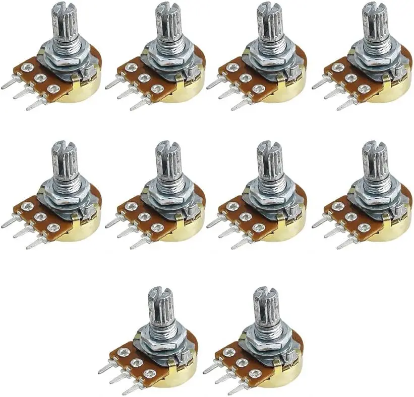 5Sets WH148 15mm 3 Pin Linear Taper Rotary Potentiometer Resistor 1K 2K 5K 10K 20K 50K 100KΩ Ohm For Arduino With AD2 White Knob