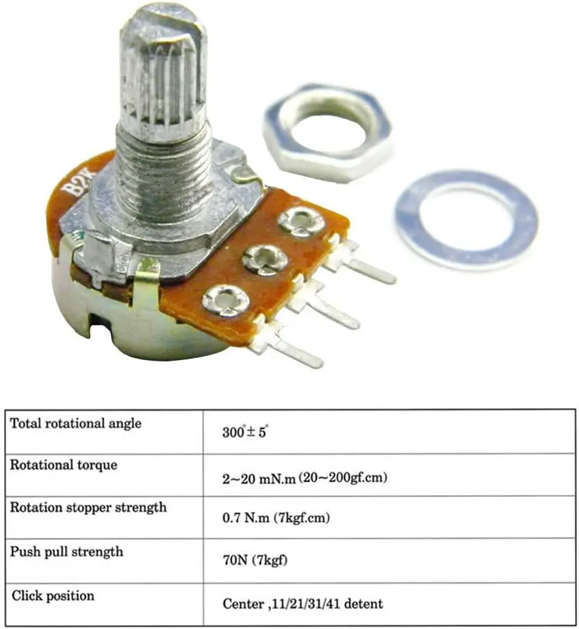 5Sets WH148 15mm 3 Pin Linear Taper Rotary Potentiometer Resistor 1K 2K 5K 10K 20K 50K 100KΩ Ohm For Arduino With AD2 White Knob