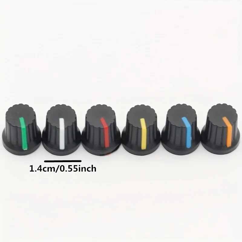 30pcs/lot WH148 Potentiometer Knobs 15X17mm 6mm Potentiometer Plastic Knobs Cap 5 Colors Yellow Orange Blue White Red