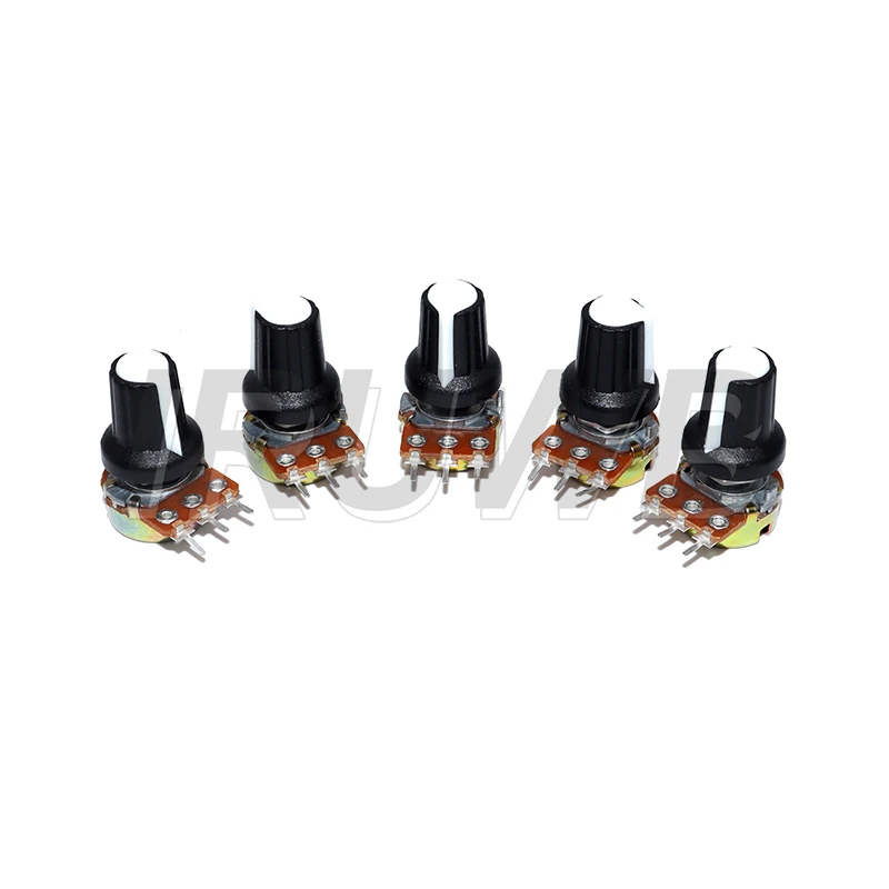5 Sets WH148 15mm 3 Pin Linear Taper Rotary Potentiometer Resistor for Arduino with AG2 White cap 1K 10K 20K 50K 100K 500K Ohm