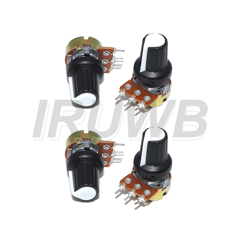 5 Sets WH148 15mm 3 Pin Linear Taper Rotary Potentiometer Resistor for Arduino with AG2 White cap 1K 10K 20K 50K 100K 500K Ohm
