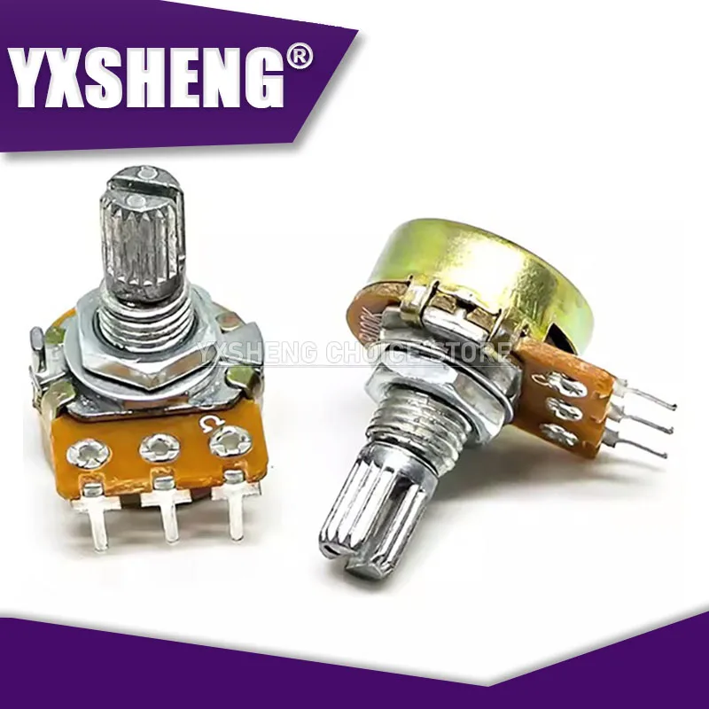 5 Sets WH148 1K 10K 20K 50K 100K 500K Ohm 15mm 3 Pin Linear Taper Rotary Potentiometer Resistor For Arduino With AD2 White Knobs