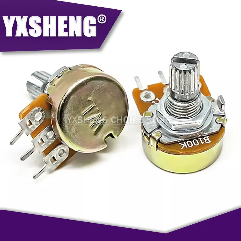5 Sets WH148 1K 10K 20K 50K 100K 500K Ohm 15mm 3 Pin Linear Taper Rotary Potentiometer Resistor For Arduino With AD2 White Knobs
