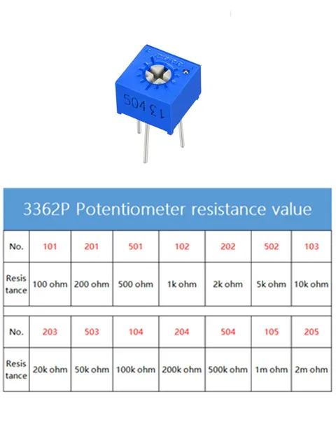 10PCS,Trimpot Trimmer Potentiometer 3362 3362P 50R 50ohm 100R 200R 500R 1K 2K 5K 10K 20K 50K 100K 200K 500K 1M ohm 103 100R