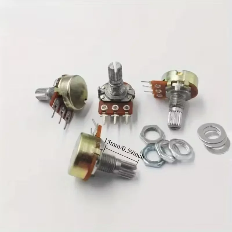 10Pcs WH148 Potentiometer Kit, A10K A50K B1K B2K B5K B10K B20K B50K B100K B250K B500K B1M Ohm, 3-Pin 15mm Shaft, Variable Resist